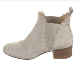Chloe Suede Scalloped Accent Chelsea Boots